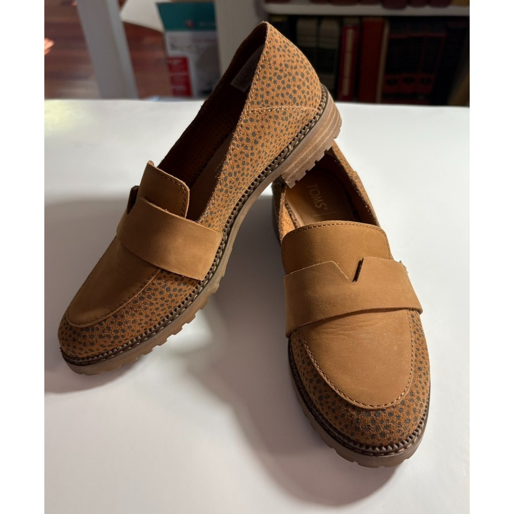 Toms Mallory Cheetah Print Suede casual comfortable Loafers 5.0